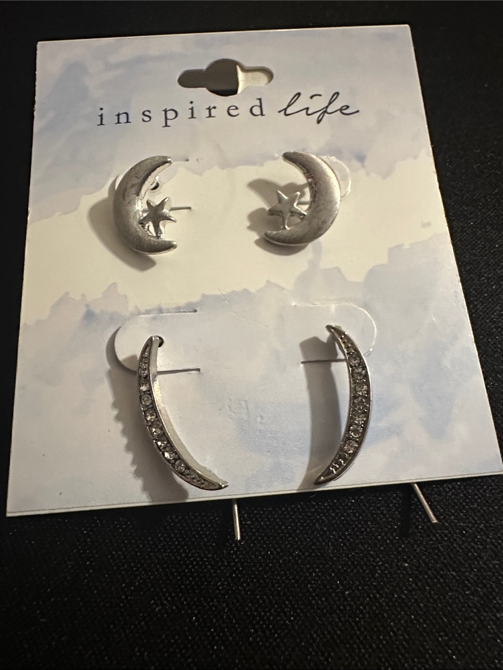 Inspired Life Silver Moon & Star Earring Set
#57